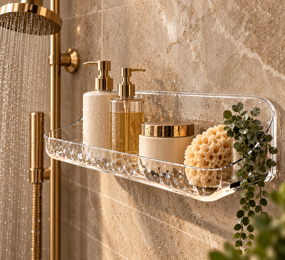 The Lucent Shelf™ | Clear Wall-Mounted Bathroom Organizer.