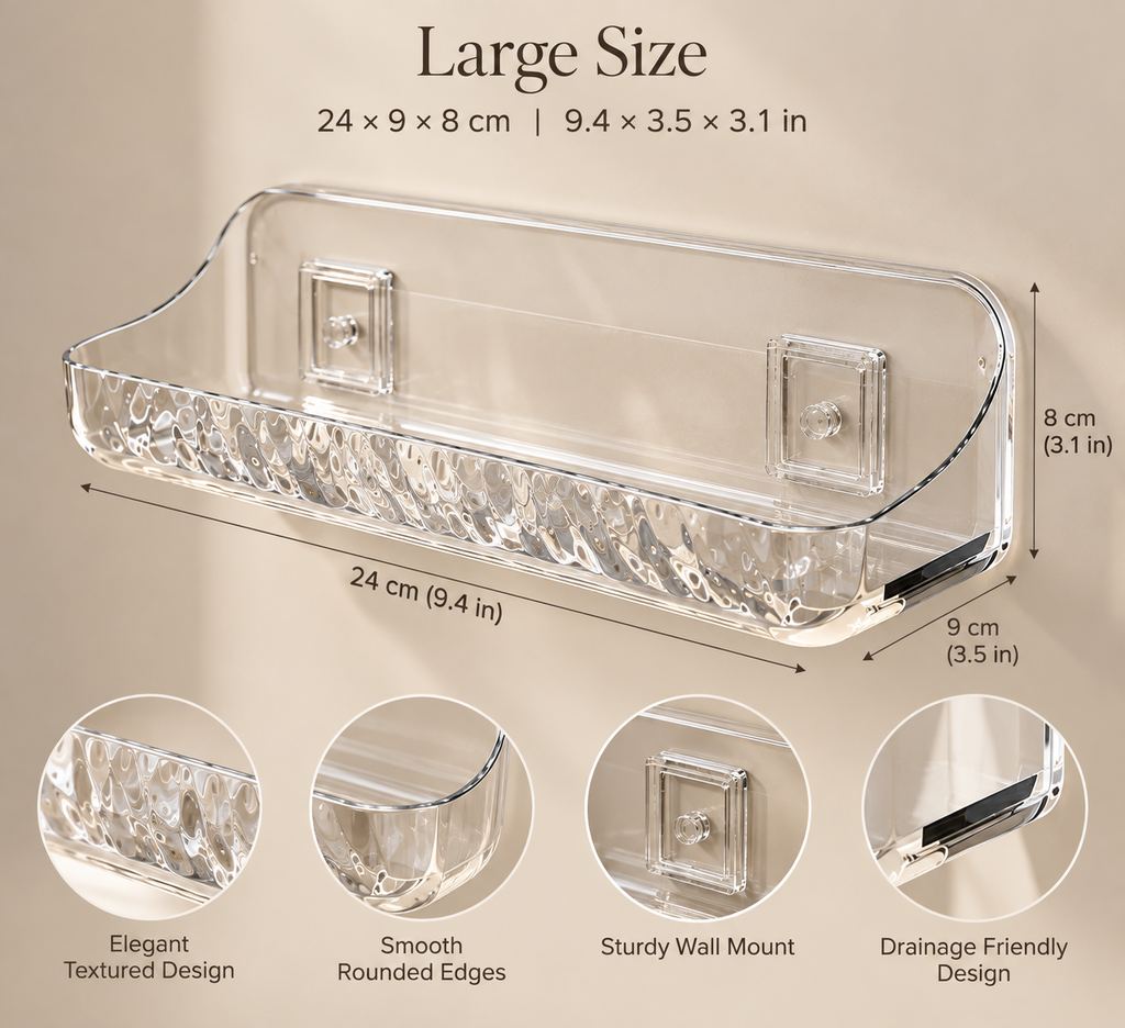 The Lucent Shelf™ | Clear Wall-Mounted Bathroom Organizer.