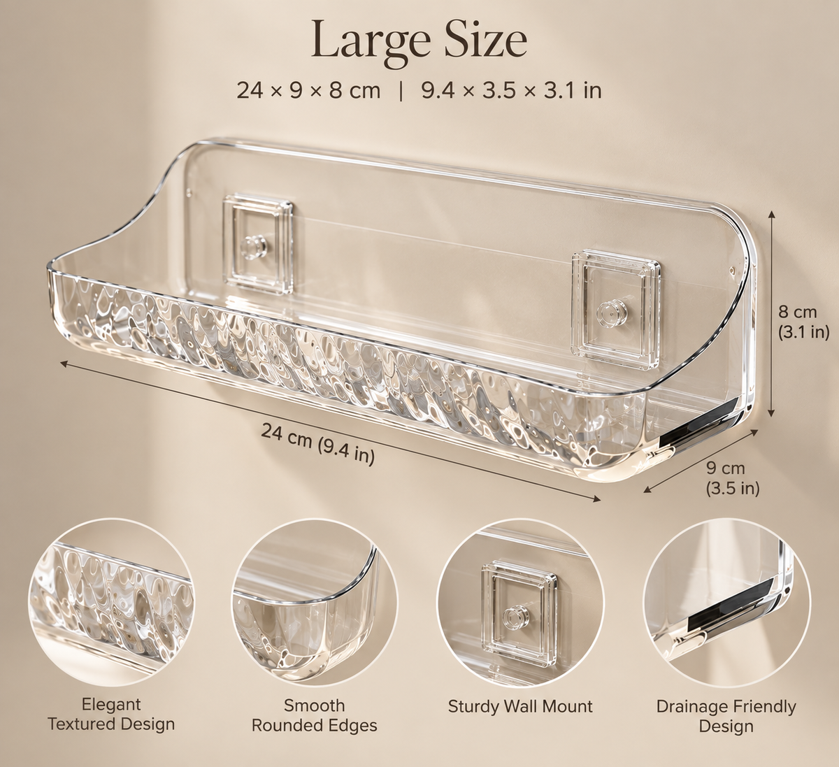 The Lucent Shelf™ | Clear Wall-Mounted Bathroom Organizer.