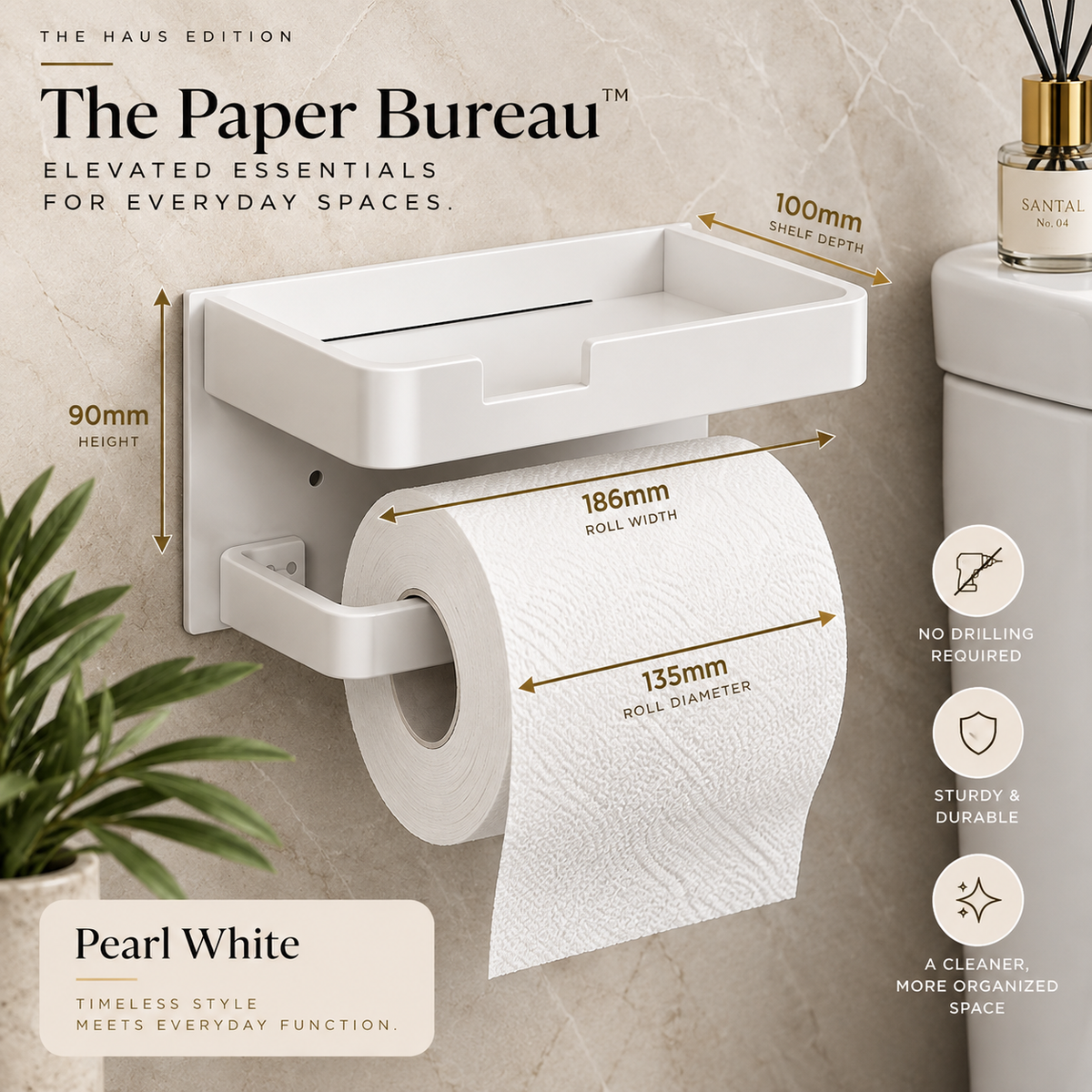 The Paper Bureau™ | Wall-Mounted Bathroom Organizer